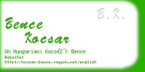 bence kocsar business card